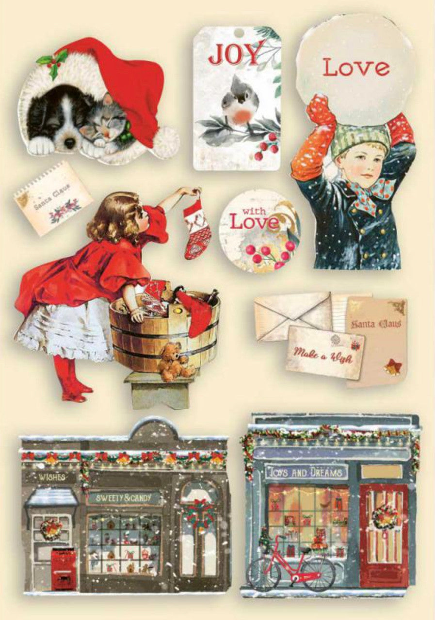 Stamperia Romantische Kerst Gekleurde Houten Vormen